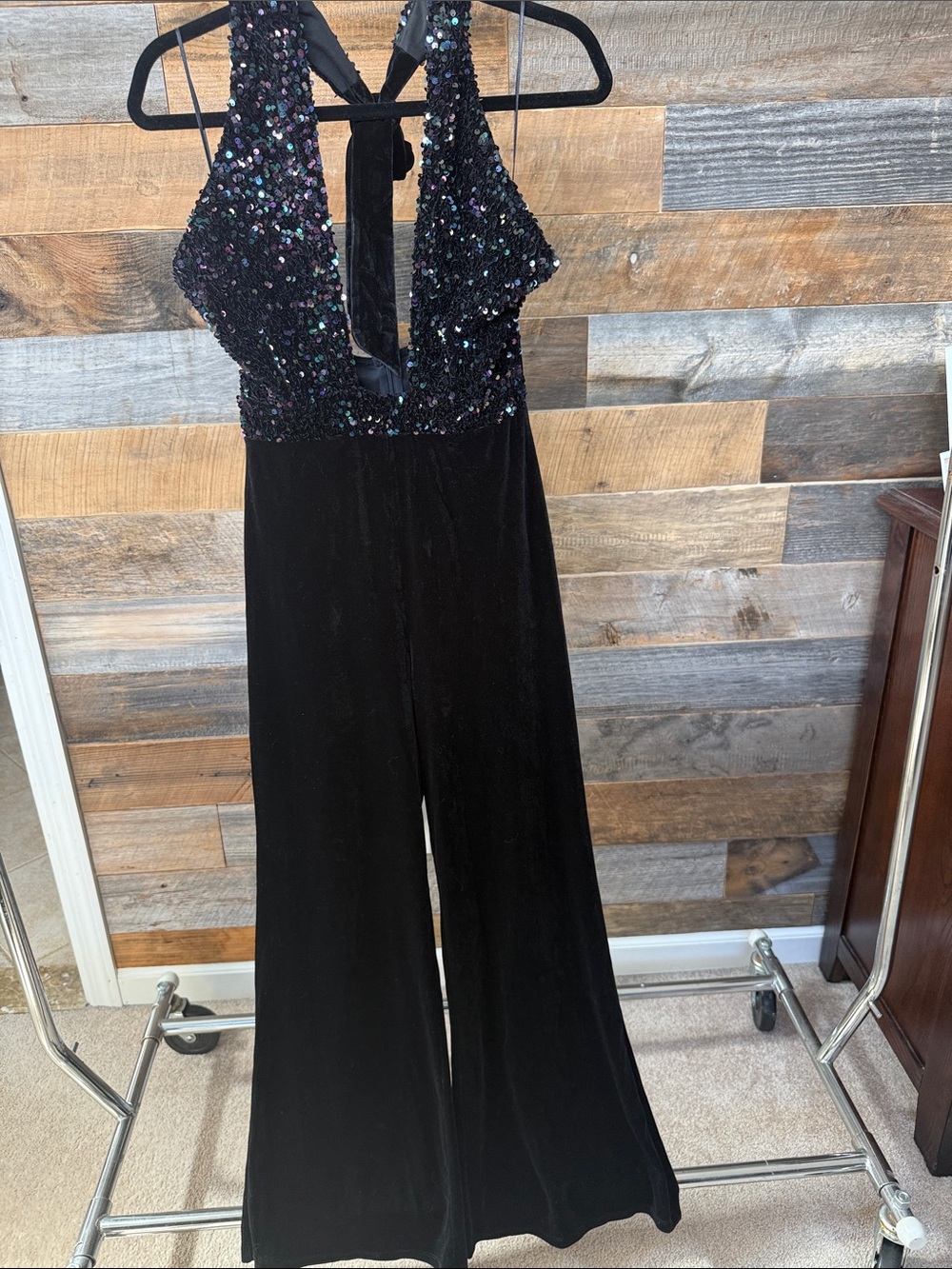 Sequin and Velour Open Back Women’s jumpsuit
